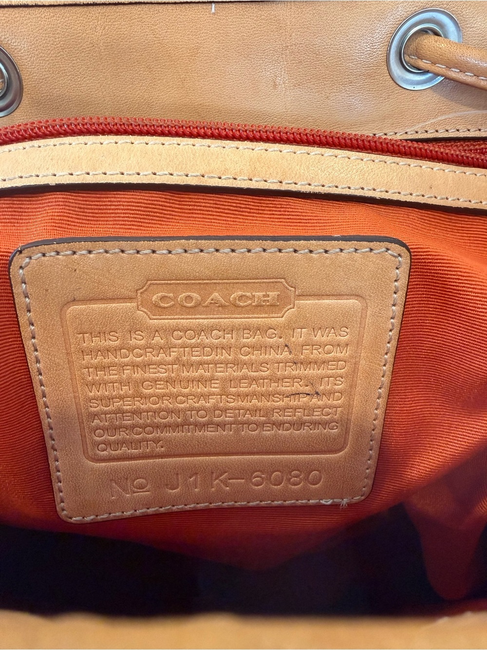 Coach Signature Canvas & Leather Backpack | Brown/Tan | Orange Interior - Picture 6 of 8